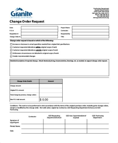 sample change request forms   word