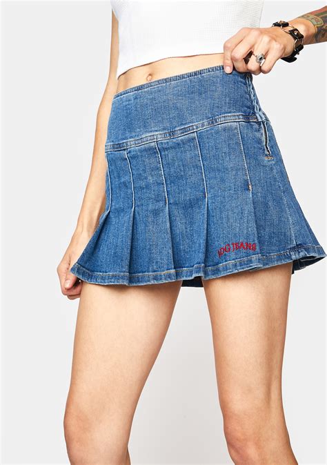 Bdg Denim Pleated Mini Skirt Dolls Kill