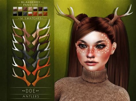 Deer And Doe Antlers At Blahberry Pancake The Sims 4 Catalog