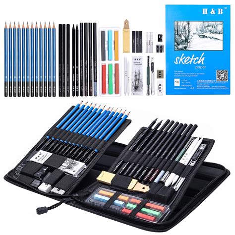 H And B Sketching Pencils Set 48 Piece Drawing Pencils And Sketch Kit