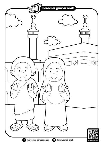 Gambar Mewarnai Gambar Anak Ibadah Haji Kita Belajar Tema Rukun Islam