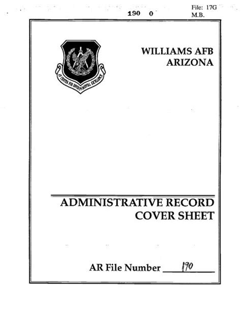 Administrative Record Cover Sheet