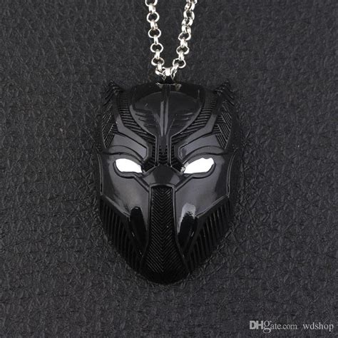 Wholesale Black Panther Necklace With Engraved Black Panther Mask