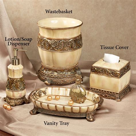 Made of glass and embellished with a stunning gold crown decoration with sparkling faux jewel accents, these decorative. Chalmette Lotion Soap Dispenser Gold/Ivory | Elegant bath ...