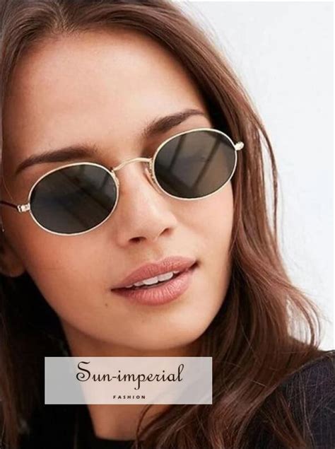 Women Oval Sunglasses Luxury Vintage Metal Sun Glasses Vintage Mirror