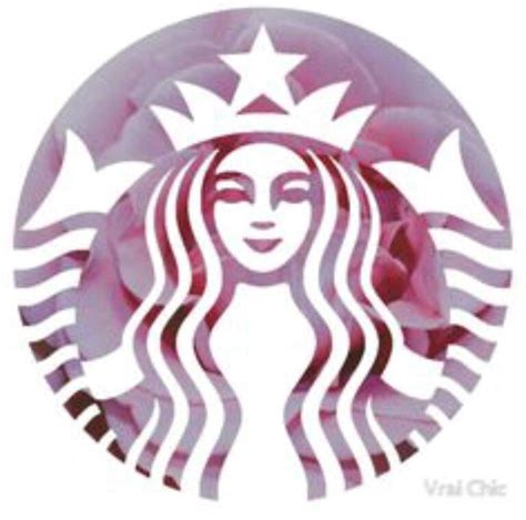 The Starbucks Logo Is Shown With Pink Roses In The Background And A