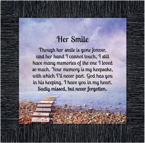 Her Smile Framed Poem Sympathy Ts For Loss Of A Loved One Bereavement Or Condolence T