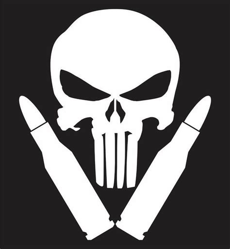 Skull And Bullets Vinyl Sticker Punisher Skull Decal Punisher Skull