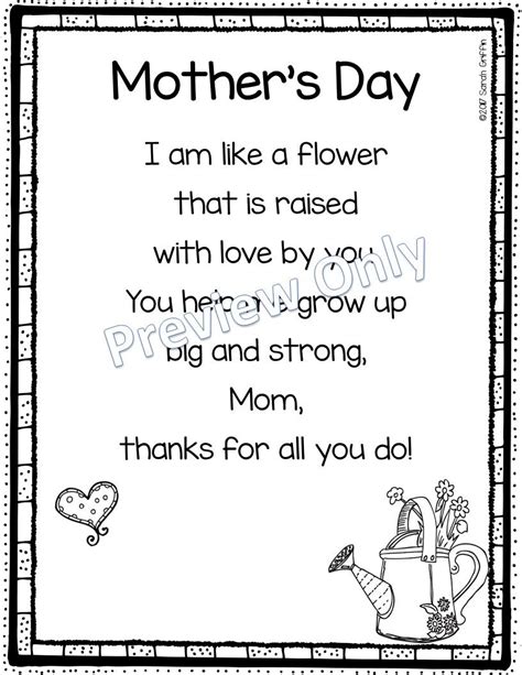 Mothers Day Like A Flower Printable Poem For Kids Mothers Day