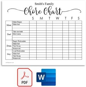 Free Editable Printable Chore Charts For Adults Free Printable Templates