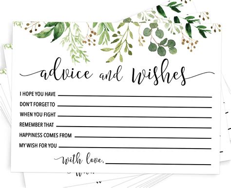 Advice And Wishes Set Of 50 Advice Cards For The Bride And Groom