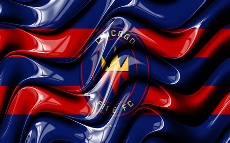 Download Wallpapers Chicago Fire Flag 4k Blue And Red 3d Waves Mls