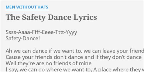 The Safety Dance Lyrics By Men Without Hats Ssss Aaaa Ffff Eeee Tttt