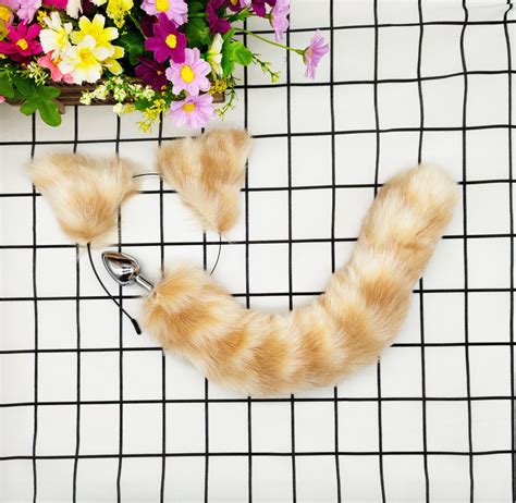Cat Tail Butt Plug And Ears Set Faux Fur Tail Plug Anal Etsy