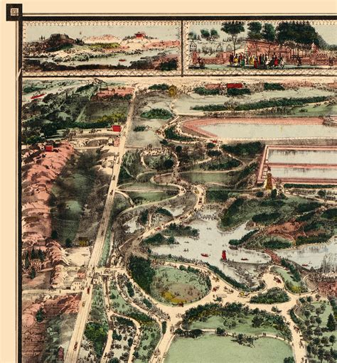 Central Park New York In 1860 Birds Eye View Aerial Panorama