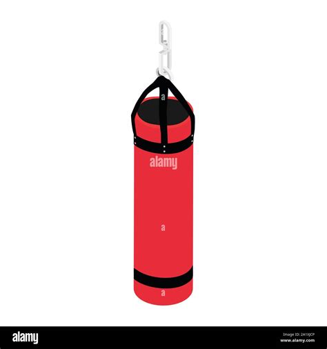 Red Boxing Bag Isometric View Punching Bag Vector Boxing Bag Isolated