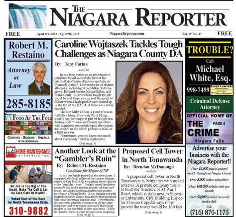 April 3rd, 2019, Edition of the Niagara Reporter Newspaper - The Niagara Reporter
