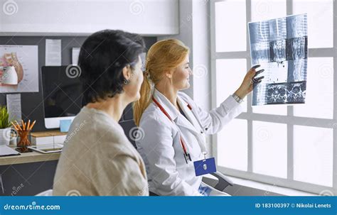 Young Woman Doctor Takes Patient In Office Stock Image Image Of