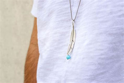 Turquoise Bead Necklace Mens Necklace Turquoise Necklace Etsy