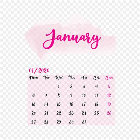 Gambar Kalendar Januari 2020 Clipart Vector Png Element Calendrier