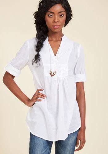 Crisp White Top White Tunic Top Outfits Fashion Outfits Daily Dress