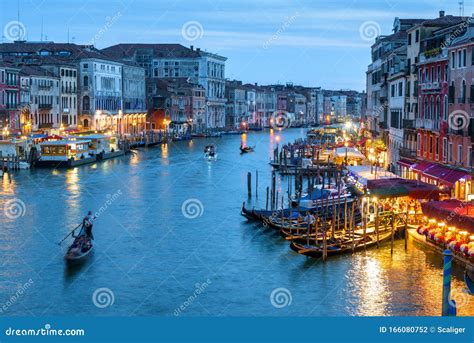 Venice At Night Italy Scenery Of The Grand Canal In Evening Editorial Photography Image Of