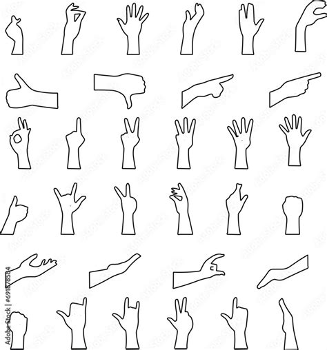 Hand Gesture Icon Set All Type Of Hand Emojis Gestures Stickers
