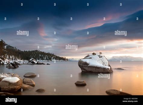 Bonsai Rock Sunset Lake Tahoe Stock Photo Alamy