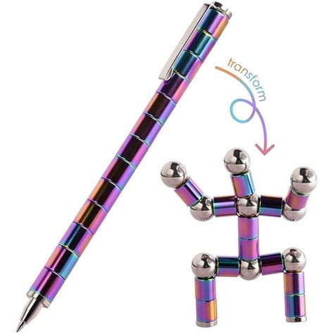Fidget Magnetic Metal Transformer Pen Rainbow With Bearing Balls And