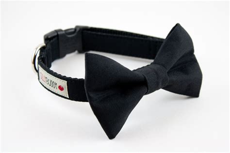 Classic Solid Black Wedding Dog Bow Tie Collar By Sillybuddypretty