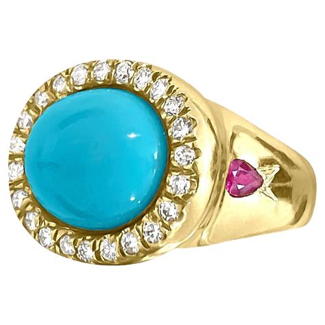 Turquoise Ruby And Diamond Ring In K White Gold For Sale At StDibs