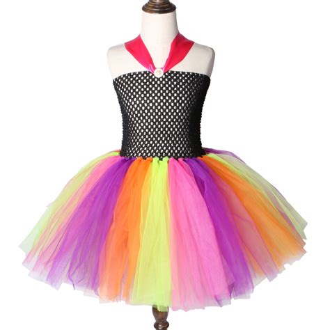 Baby Girls Rainbow Tutu Dress For Kids Festival Birthday Party Dresses