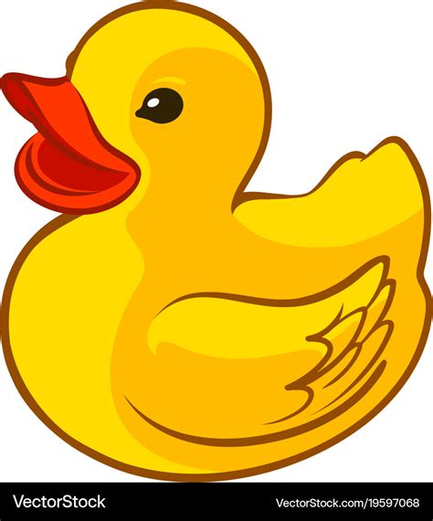 Rubber Yellow Duck Toy Symbol Or Icon Cartoon Vector Image