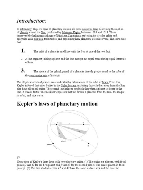 Keplers Laws Of Planetary Motion Three Mathematical Laws That