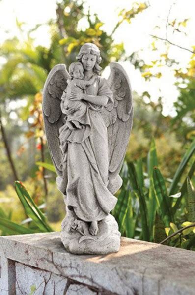 Guardian Angel Garden Statue Holding Child 22 High
