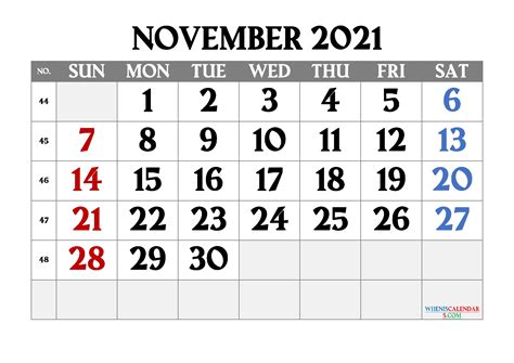 Free November 2021 Calendar • Printable Blank Calendar Template