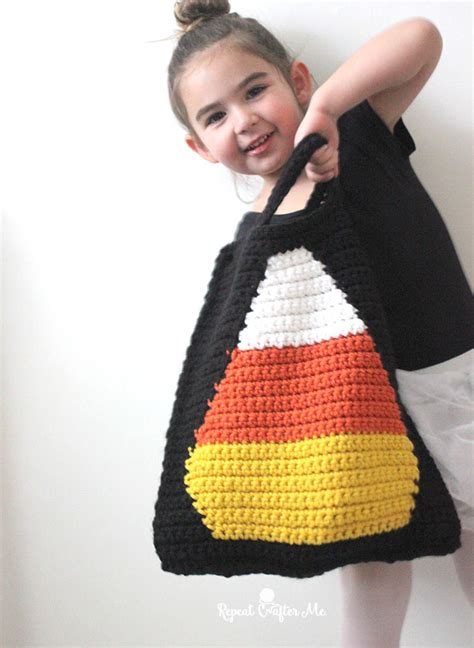 Crochet Candy Corn Trick Or Treat Bag Repeat Crafter Me