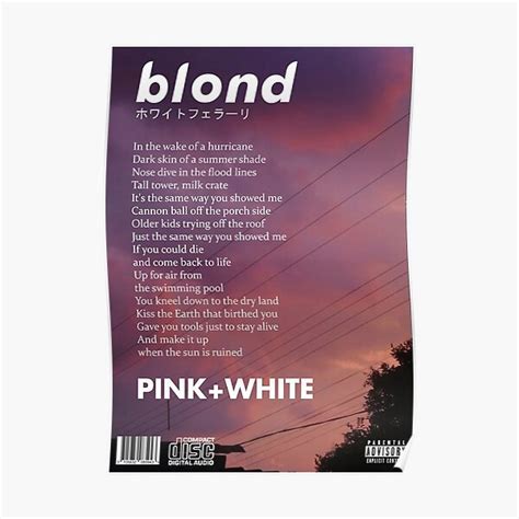 Frank Ocean Blonde Pink White Poster Poster For Sale By Pilowtek