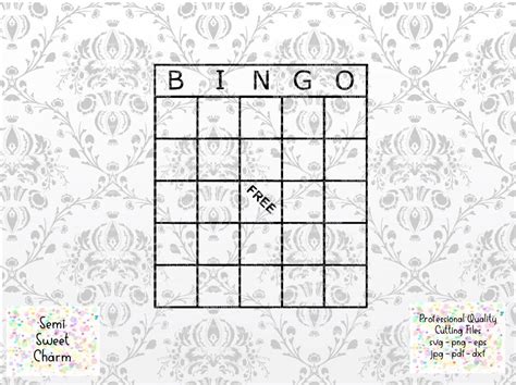 Bingo Svg Bingo Blank Svg Bingo Card Svg Games Svg Etsy