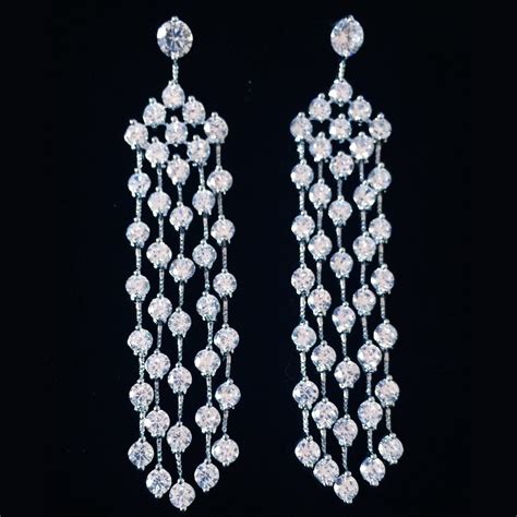 Earring Use Swarovski Crystal Dangle Drop Wedding Bridal Rhodium Clear