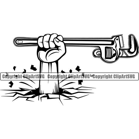 Plumbing Logo 9 Hand Holding Pipe Wrench Plumber Construction Etsy