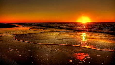Free Download Golden Hour Sea Sun Sunset Horizon Hd Wallpaper