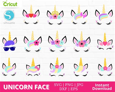 Unicorn Svg Unicorn Clipart Unicorn Head Svg Unicorn Face Etsy Canada