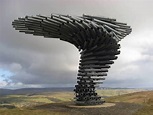 The singing tree, the wind blowing makes music. Sound Sculpture ...