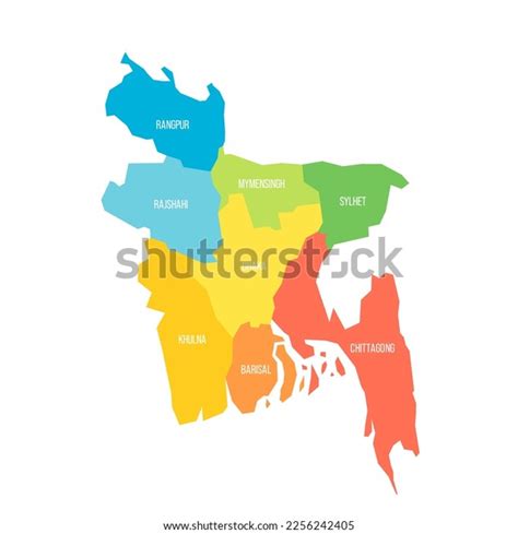 Bangladesh Political Map Administrative Divisions Stock Vector Royalty