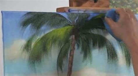 Acrylic Techniques Use A Sponge To Paint A Landscape Palm Trees
