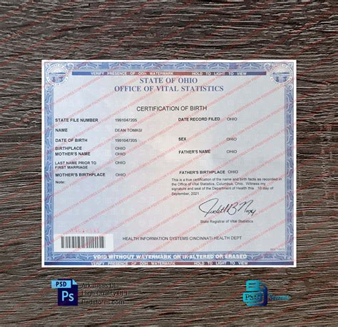 Ohio Birth Certificate Template Psd Stores