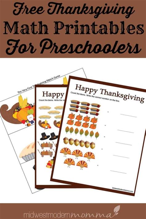 Hold up the restaurant menus, and ask students to think about the math skills needed at a restaurant. Free Thanksgiving Worksheets for Preschool Math