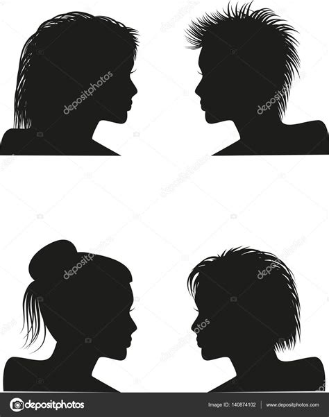 Silhouettes Of Women Hairstyles — Stock Vector © Lagodka 140874102