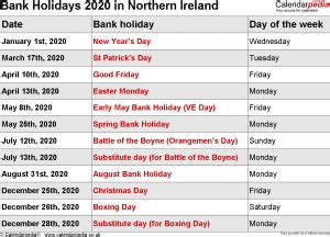 This page contains a national calendar of all 2020 public holidays. August Bank Holiday 2020